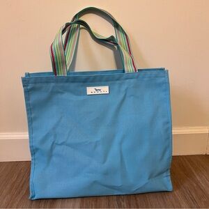 Scout blue mesh plastic beach pool gym tote bag zip top